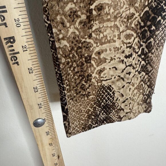 Lauren Ralph Lauren Pants Womens 4P Brown Snake Print Cotton Petite Zipper Hem - Picture 8 of 11